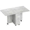 HOMCOM Folding Dining Table on Wheels with 2 Drawers, 2 Doors and Cabinet, Wooden, 140x76x74 cm, Cement Grey