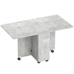 HOMCOM Folding Dining Table on Wheels with 2 Drawers, 2 Doors and Cabinet, Wooden, 140x76x74 cm, Cement Grey