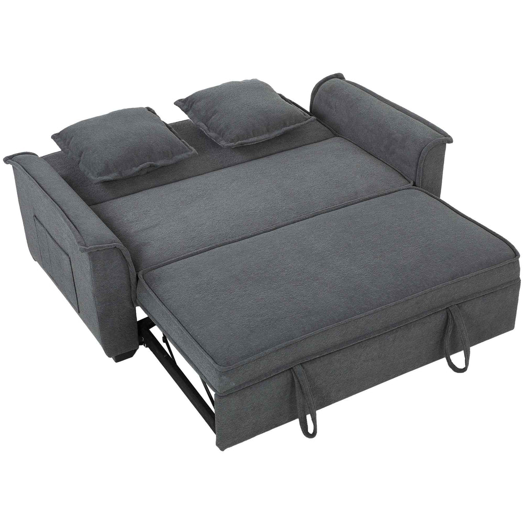 HOMCOM 3-in-1 2-Seater Sofa Bed with 3-Position Adjustable Backrest and 2 Cushions, Chenille, Dark Grey