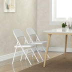 Set of 2 Folding Chairs Padded in PU Faux Leather and Metal, 45x46x78 cm, White