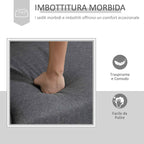 HOMCOM 3-Seater Fabric Sofa with Deep Seat and Thick Padding, 191x79x87 cm, Dark Grey