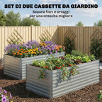 Outsunny Set of 2 Galvanized Metal Raised Garden Beds with Secure Edge, Elevated Vegetable Planter, Silver