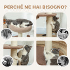 3-Tier Cat Tree with Top Perch and Toy Ball, 48x40x88 cm, White and Brown