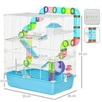 5-Tier Hamster Cage with Tubes, House, Water Tank and Wheel, 59x36x69 cm