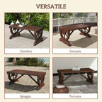 Outsunny 2-Seater Garden Bench with Wheel Design, Outdoor Slatted Fir Wood Bench, Patio and Backyard Terrace Bench, 98x50x39.5 cm, Brown