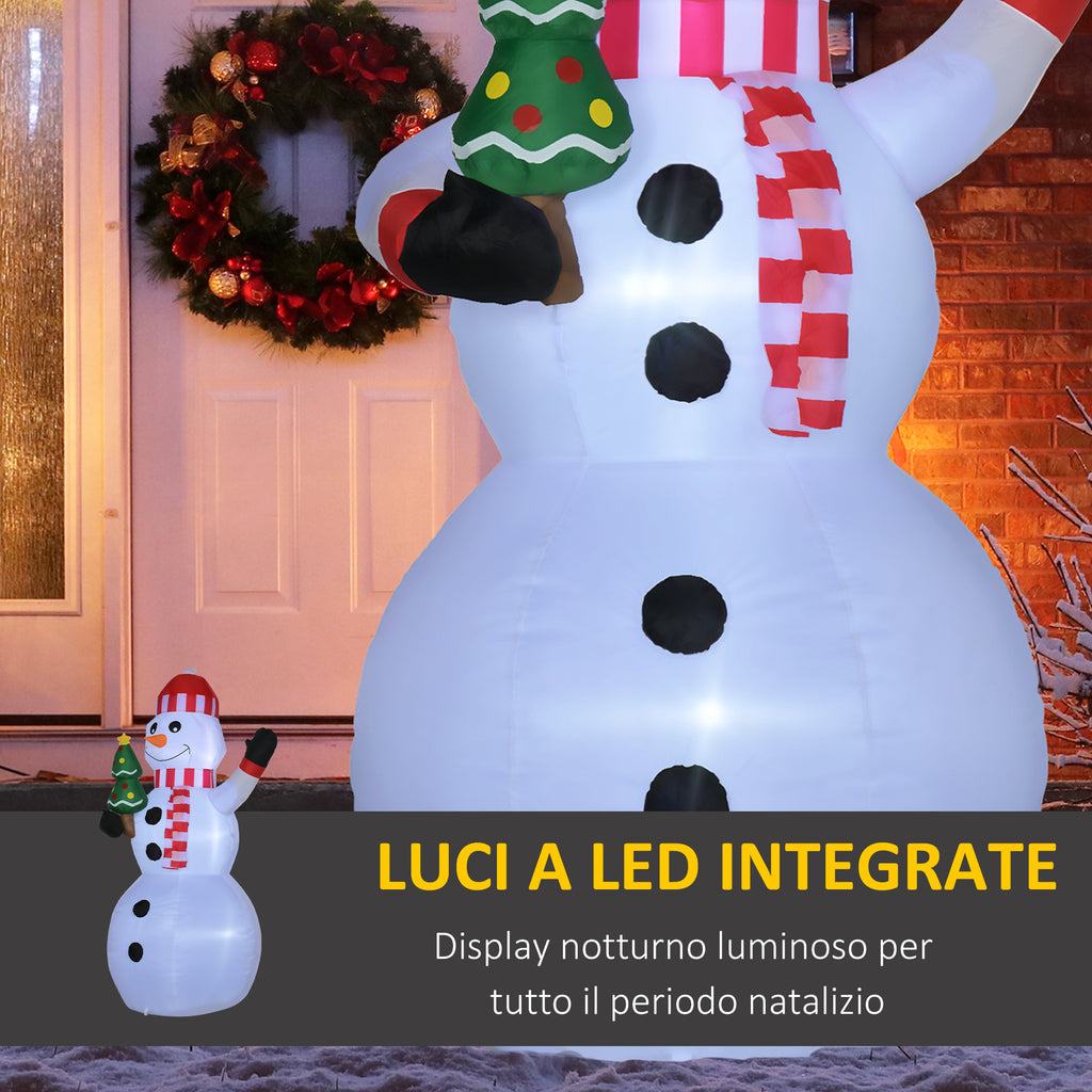 Inflatable Snowman with LED Lights for Outdoor and Indoor use with Inflator, 93x83x180cm