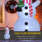 Inflatable Snowman with LED Lights for Outdoor and Indoor use with Inflator, 93x83x180cm