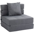 Folding Single Floor Chair Bed with Cushion Included, 70x70x61 cm, Grey