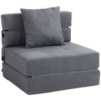 Folding Single Floor Chair Bed with Cushion Included, 70x70x61 cm, Grey