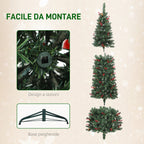 Illuminated Christmas Tree with 200 LED Lights, 42 Pine Cones and 42 Berry Bunches, Ø65x180 cm, Green and Silver