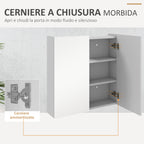 kleankin Mirrored Cabinet with 3 Adjustable Internal Shelves, in Wood and Glass, 60x15x60 cm, White
