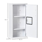 kleankin 3-Tier Medicine Cabinet with Magnetic Door, Steel, 30x12x60 cm, White - Borgè