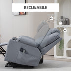 Lift Chair Reclining up to 135° with 8 Massage Points, Remote Control and Footrest, 88x99x106 cm, Grey