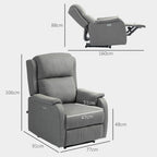 Reclining Chair with Footrest, in Linen Effect Fabric, Wood and Metal, 77x91x106 cm, Dark Grey