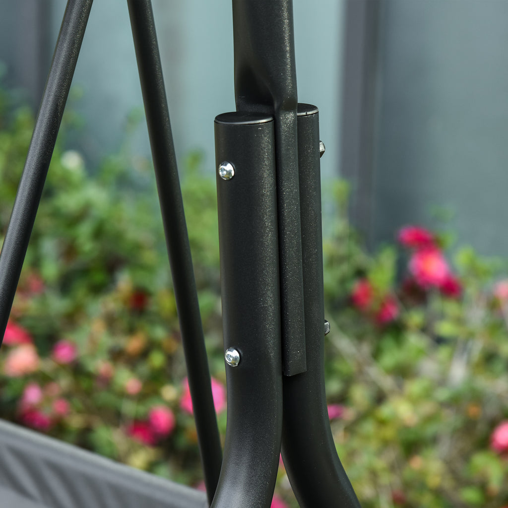 3-Seater Swing with Tilting Canopy and Cushions, in Steel and Polyester, 172x110x153 cm, Grey