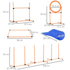 Agility Dog Equipment Complete Set with 5-Piece Slalom, Obstacle and Tunnel, Orange
