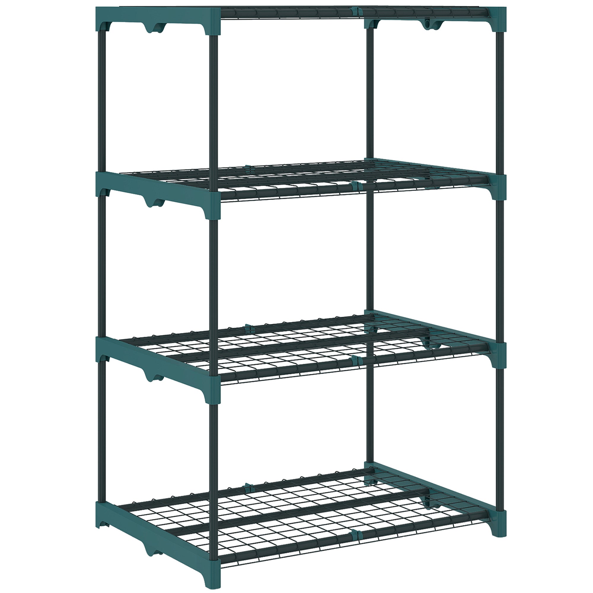 Outsunny 4-Tier Open Plant Stand in Steel and Plastic, 67x49x105 cm, Dark Green