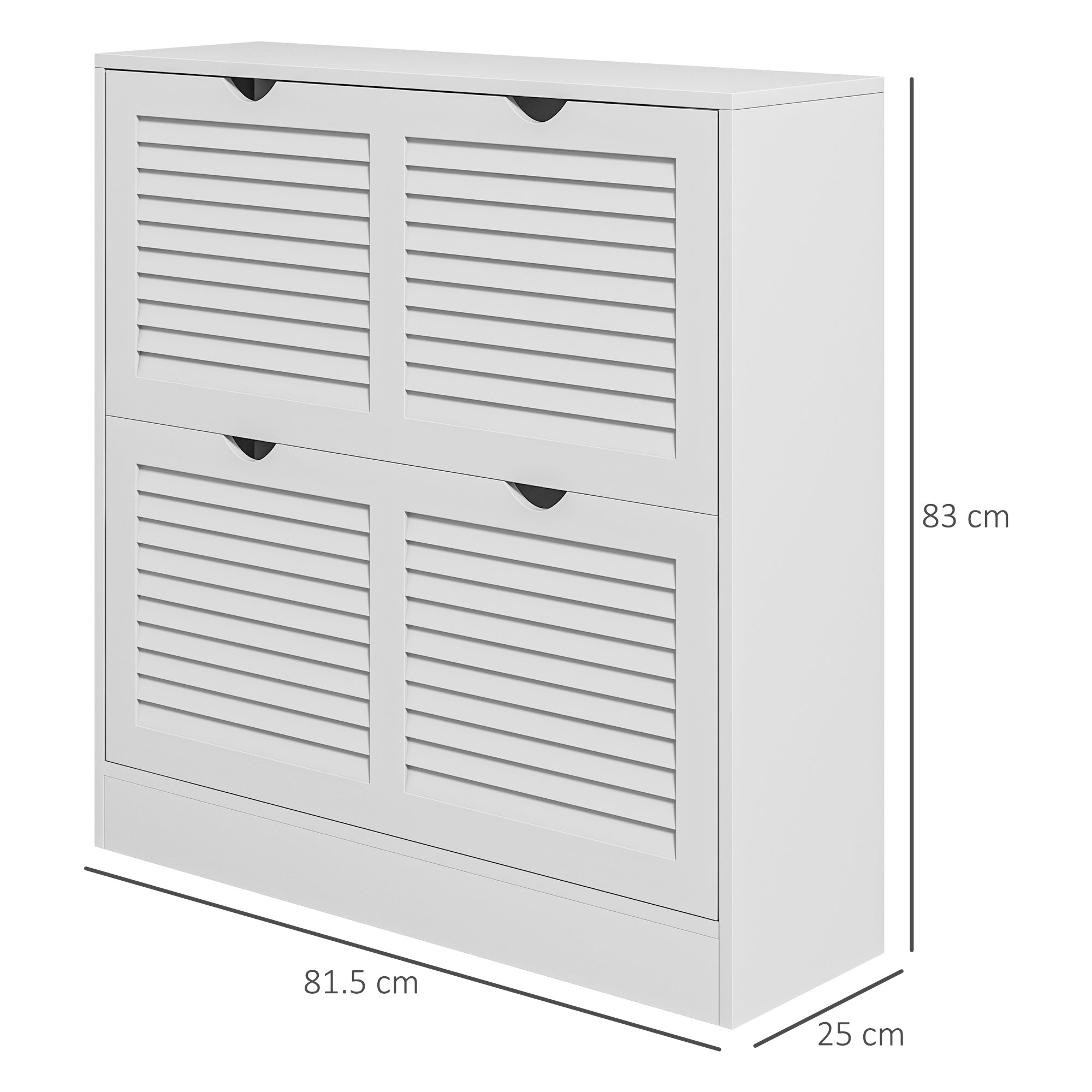 HOMCOM Mobile Space-Saving Wooden Shoe Rack for 16 Pairs of Shoes with 2 Flap Doors, 81.5x25x83cm, White - Borgè