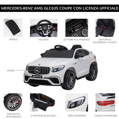 Electric Ride-On Car for Kids 3-5 Years Mercedes with Seat Belt and Remote Control, White - Borgè