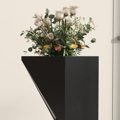 Outdoor Planter with 3 Growing Areas and Drainage Holes, Black Metal, 30x30x100 cm