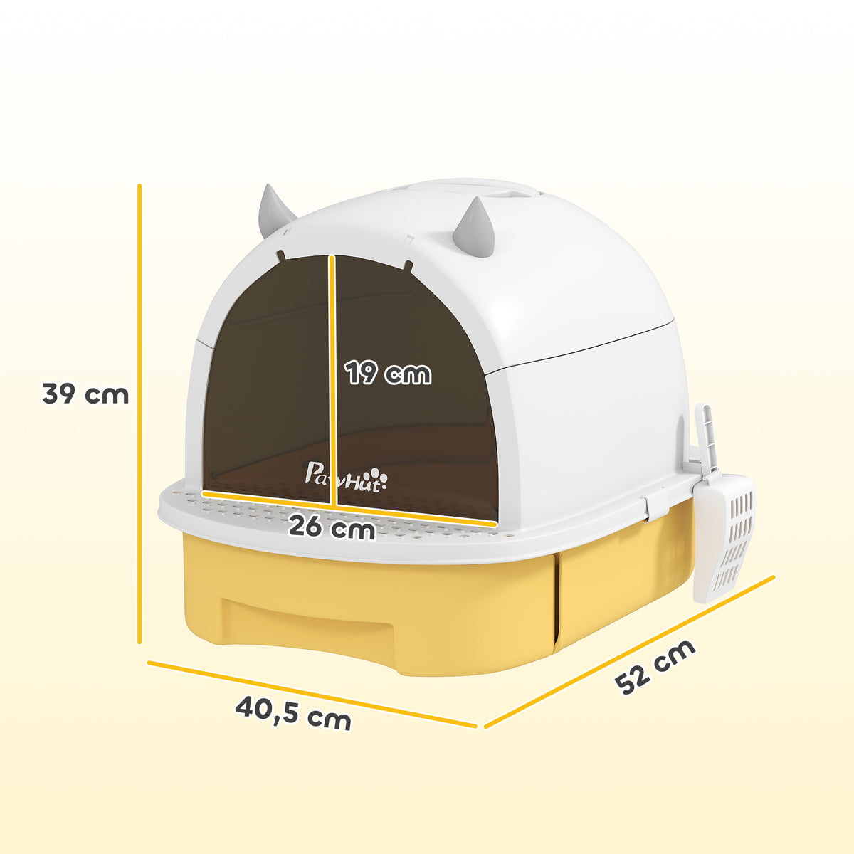 PawHut Enclosed Cat Litter Box with Removable Tray, Handle, Scoop and 2 Activated Carbon Filters, Yellow