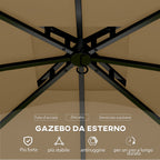 Garden Gazebo 3.4x3.4m with Walls, UV Protection and 2-Tier Roof, Beige