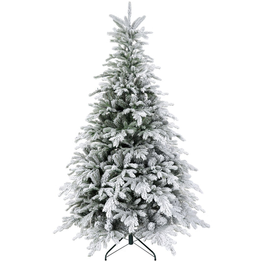 CHRISTMAS TREE - Snow-covered Christmas Tree with 1321 Fireproof Branches, in Plastic and Metal, Ø115x180 cm, Green