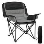 Folding Camping Chair with 2 Cup Holders and Side Pockets, 99x71x103 cm, Gray and Black