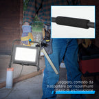 6500K LED Work Spotlight with Swivel Head and Adjustable Support, in Aluminum and Metal, 35x20x32 cm, Black