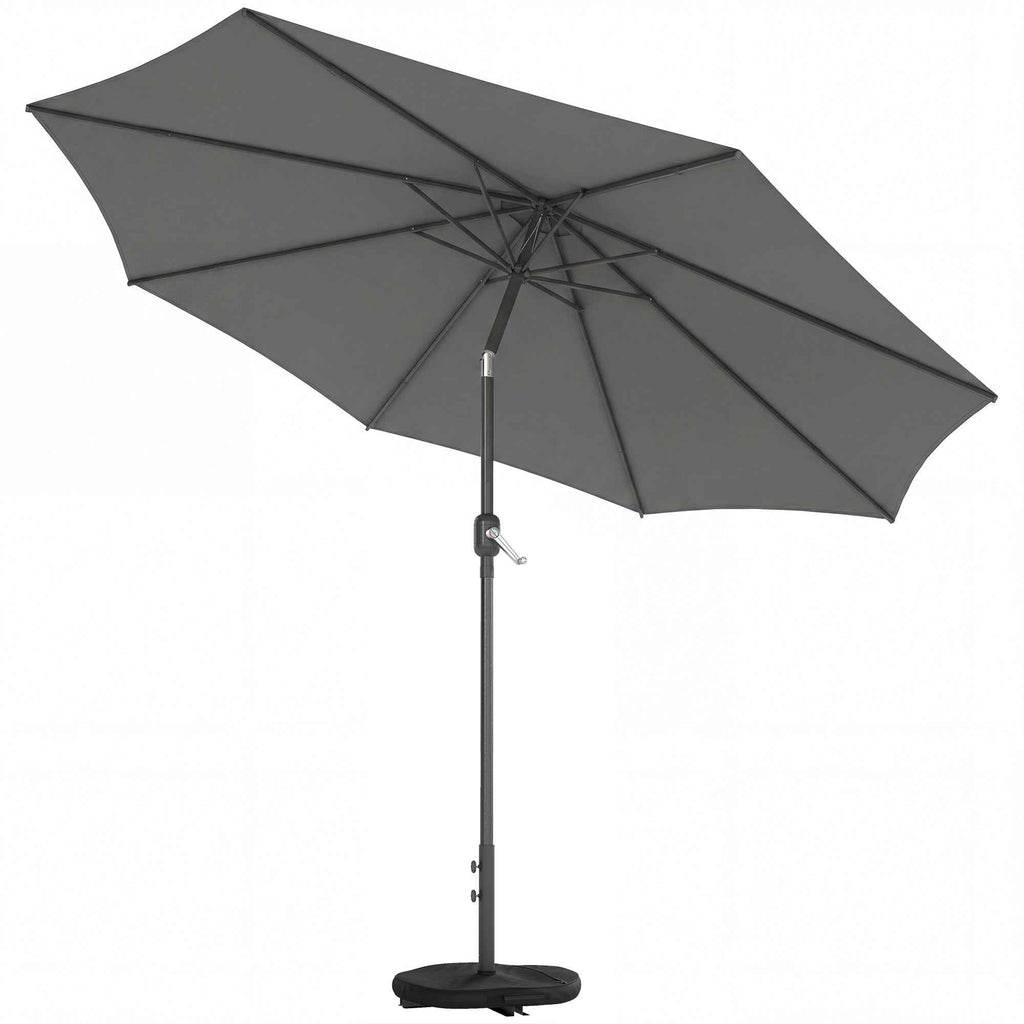 Outsunny 3x3m Tilting Round Umbrella with Crank Handle, Metal and Polyester, Dark Grey