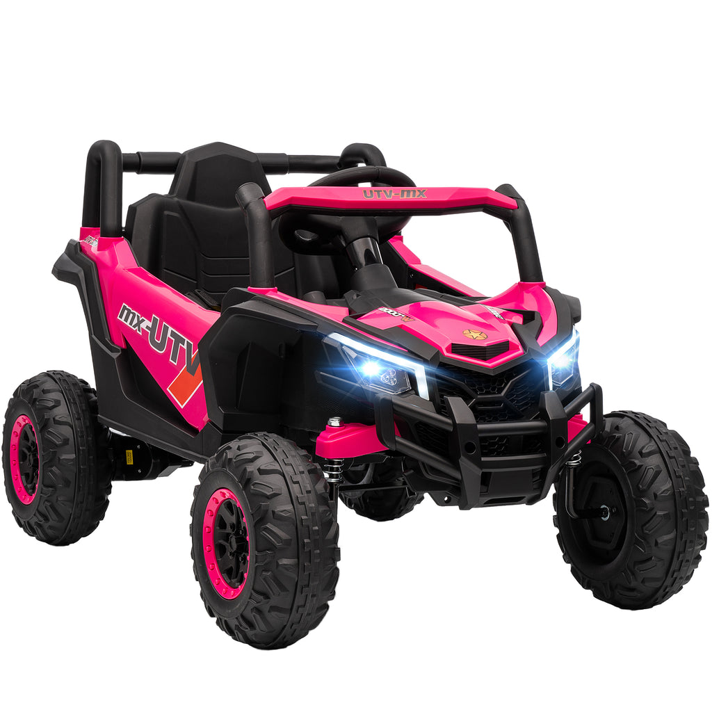 AIYAPLAY Kids Electric Ride-On UTV 12V with Seat Belt, Remote Control, Suspension, USB, 3-7 km/h, 3-5 Years, Pink