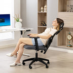 Ergonomic and Adjustable Office Chair with Lumbar Support and Headrest, 66x61x106-116 cm, Grey