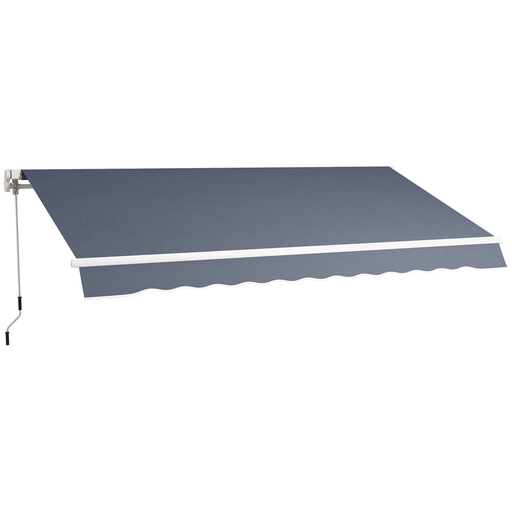 Outsunny Outdoor Awning with Retractable Arms and Crank Opening, 360x250 cm, Grey