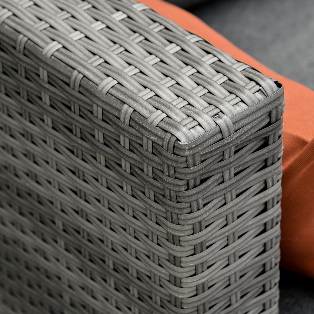 3-Piece PE Rattan Garden Furniture Set with 2 Sofas and Coffee Table, Grey