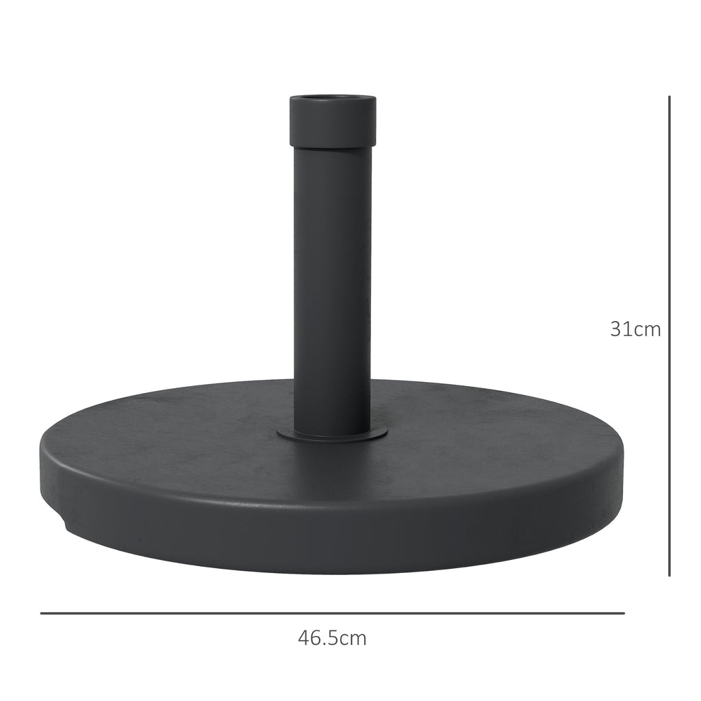 15kg Round Umbrella Base for Ø24-38mm Poles, Plastic and Concrete, Ø46.5 cm, Black