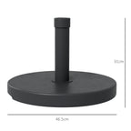 15kg Round Umbrella Base for Ø24-38mm Poles, Plastic and Concrete, Ø46.5 cm, Black