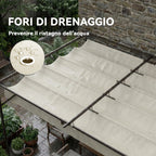 Outsunny Gazebo Pergola 3x3 m with Sliding Roof and Drainage Holes, Cream