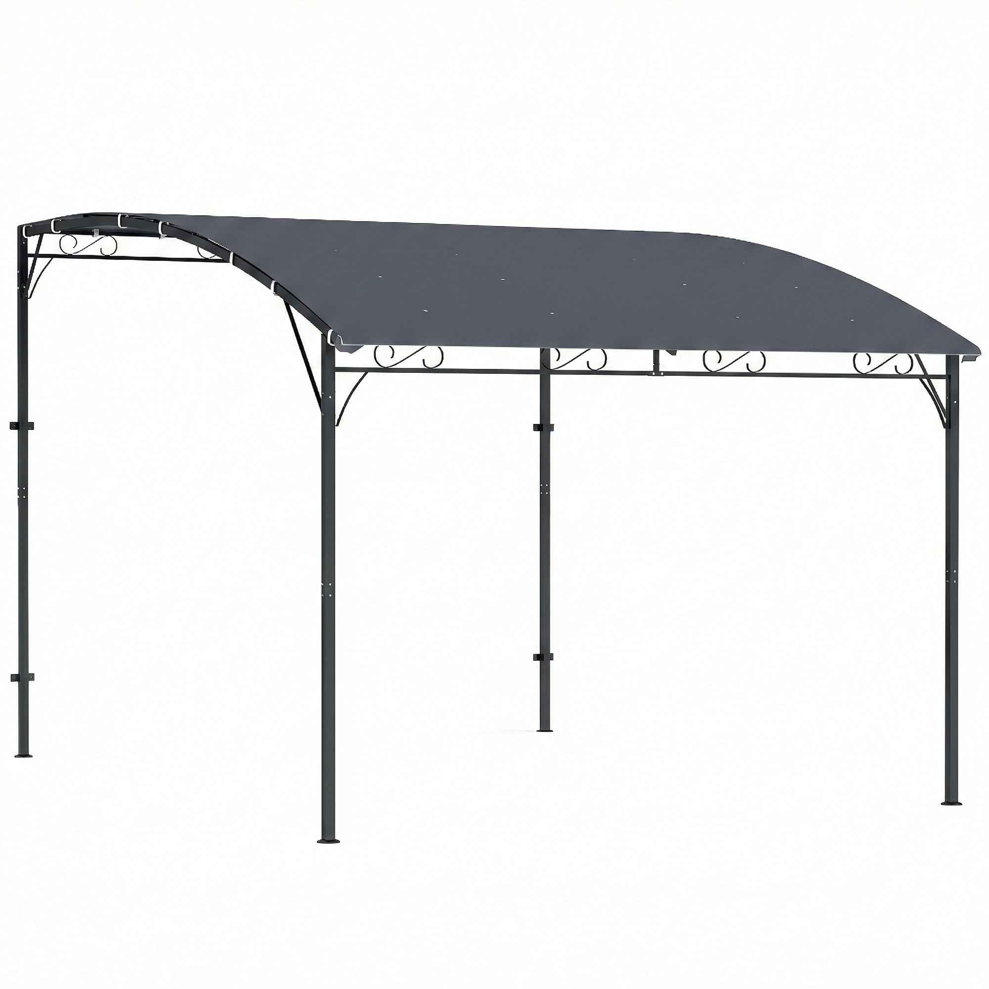 Outsunny Gazebo Pergola with 16 Drainage Holes, Metal and Polyester, 3.8x2.8m, Grey