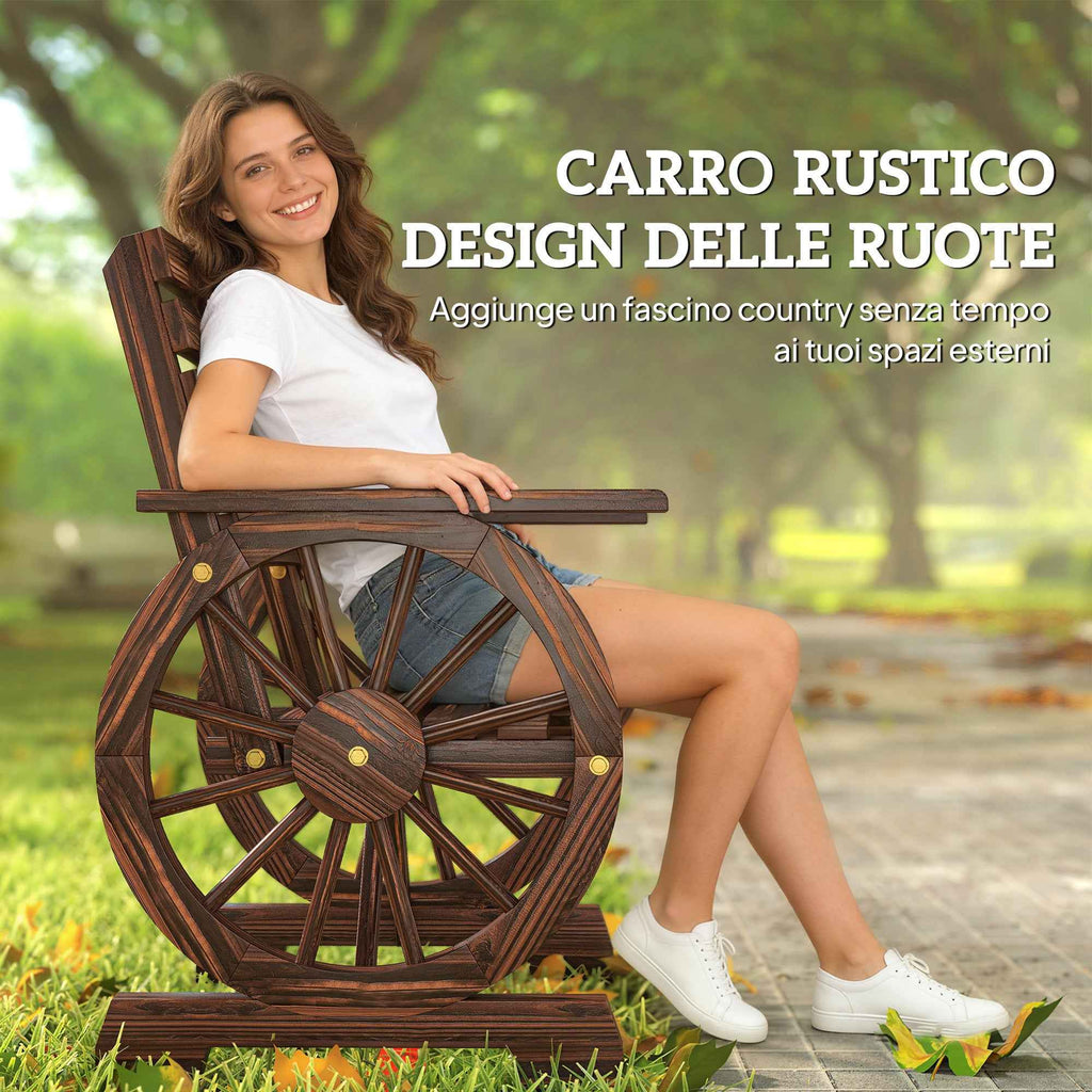 Outsunny Garden Bench Outdoor Chair Solid Wood 1 Seater Carbonized