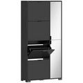HOMCOM Modern Shoe Rack with Mirror, 4 Drop-Down Drawers, Holds up to 16 Pairs of Shoes, Black