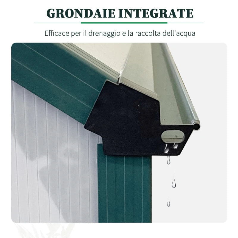 Garden Greenhouse in Polycarbonate, Metal and Aluminum, Anti-UV and Windproof, 190x253x199cm, Green