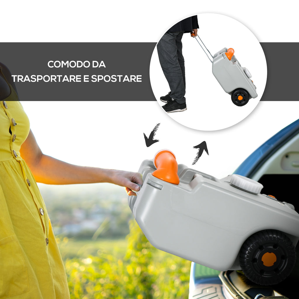 22L Camping Water Tank with Wheels and Handle and Swivel Spout, Gray