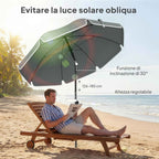 Outsunny Tilting Beach Umbrella with Anchor and Bag, Ø150x185 cm, Dark Grey