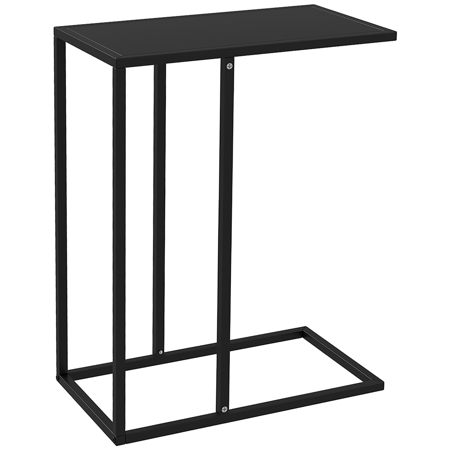 Industrial C-Shaped Tall Coffee Table in Steel, 46x26x60 cm, Black