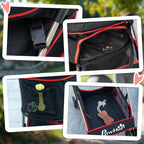 Convertible Dog Stroller with 2 Leashes and Cushion, in Steel and Polyester, 82x49.5x98 cm, Red and Black
