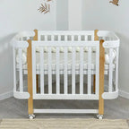 NIKA Convertible Cot – All White with Natural Wood Legs - Grows with Your Child from Birth to 5 Years