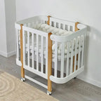 NIKA Convertible Cot – All White with Natural Wood Legs - Grows with Your Child from Birth to 5 Years