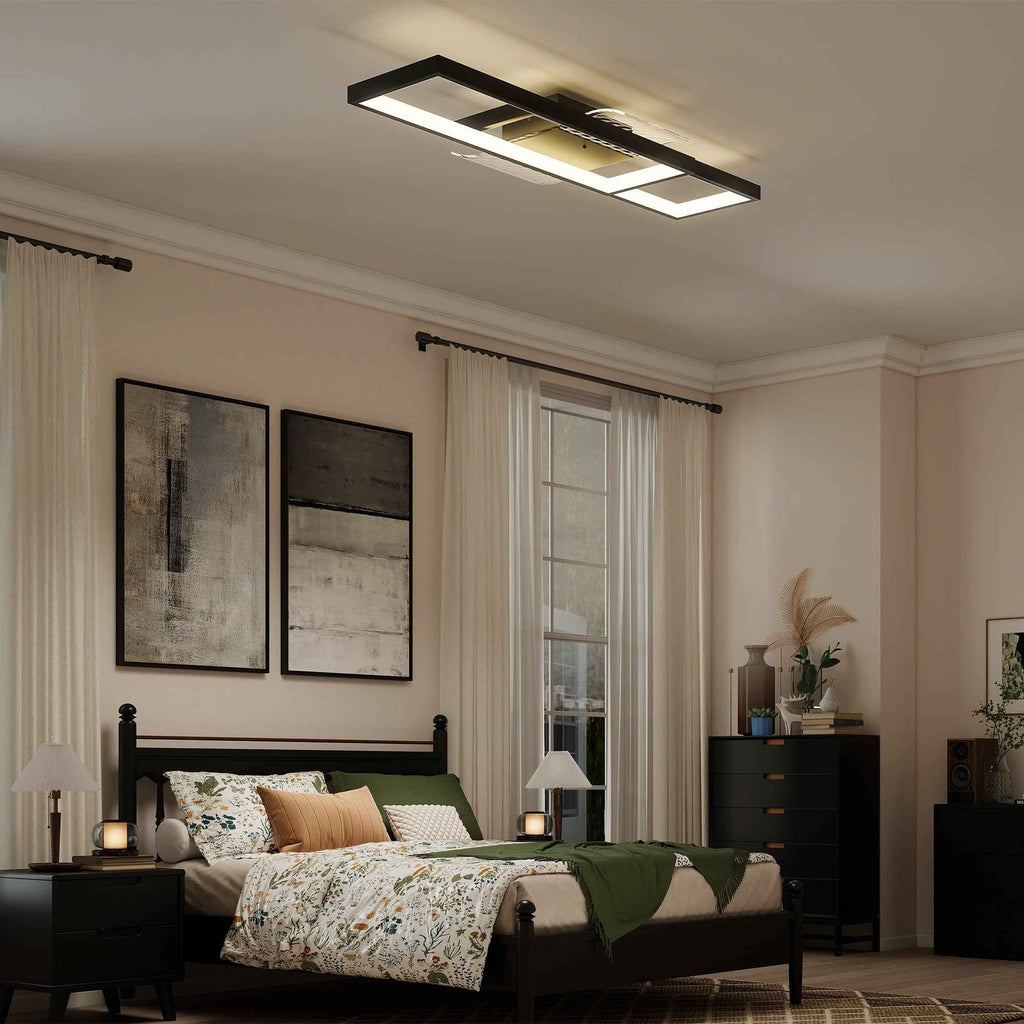HOMCOM Dimmable LED Ceiling Light 3000-6000K with Remote Control and Switch, 70x30 cm, Black