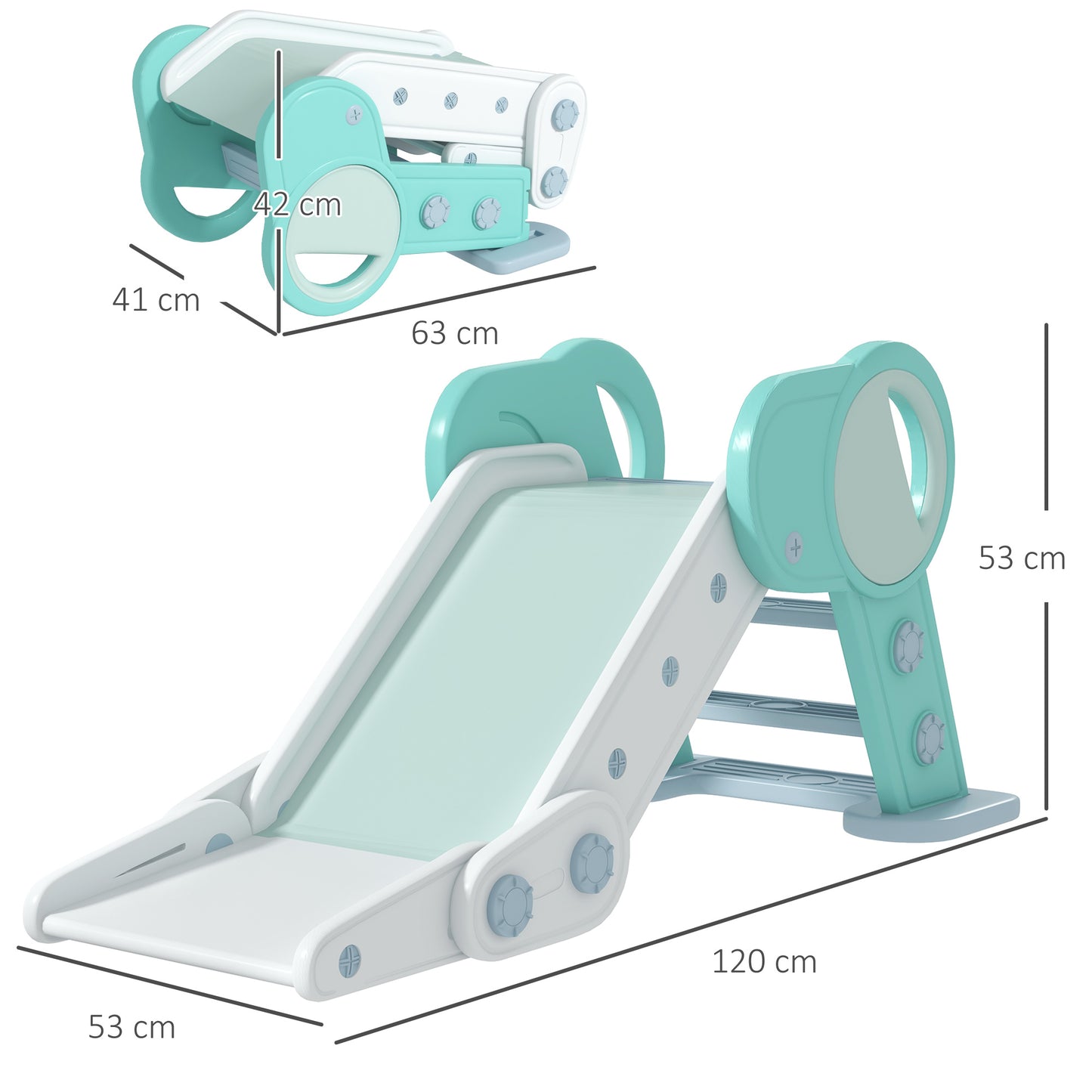 AIYAPLAY Foldable Plastic Slide for Children Ages 18 Months-3 Years, 102x53x53cm, Green