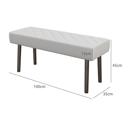 Diamond Quilted Faux Leather Upholstered Bed End Bench with Steel Legs, 100x35x45cm, Grey